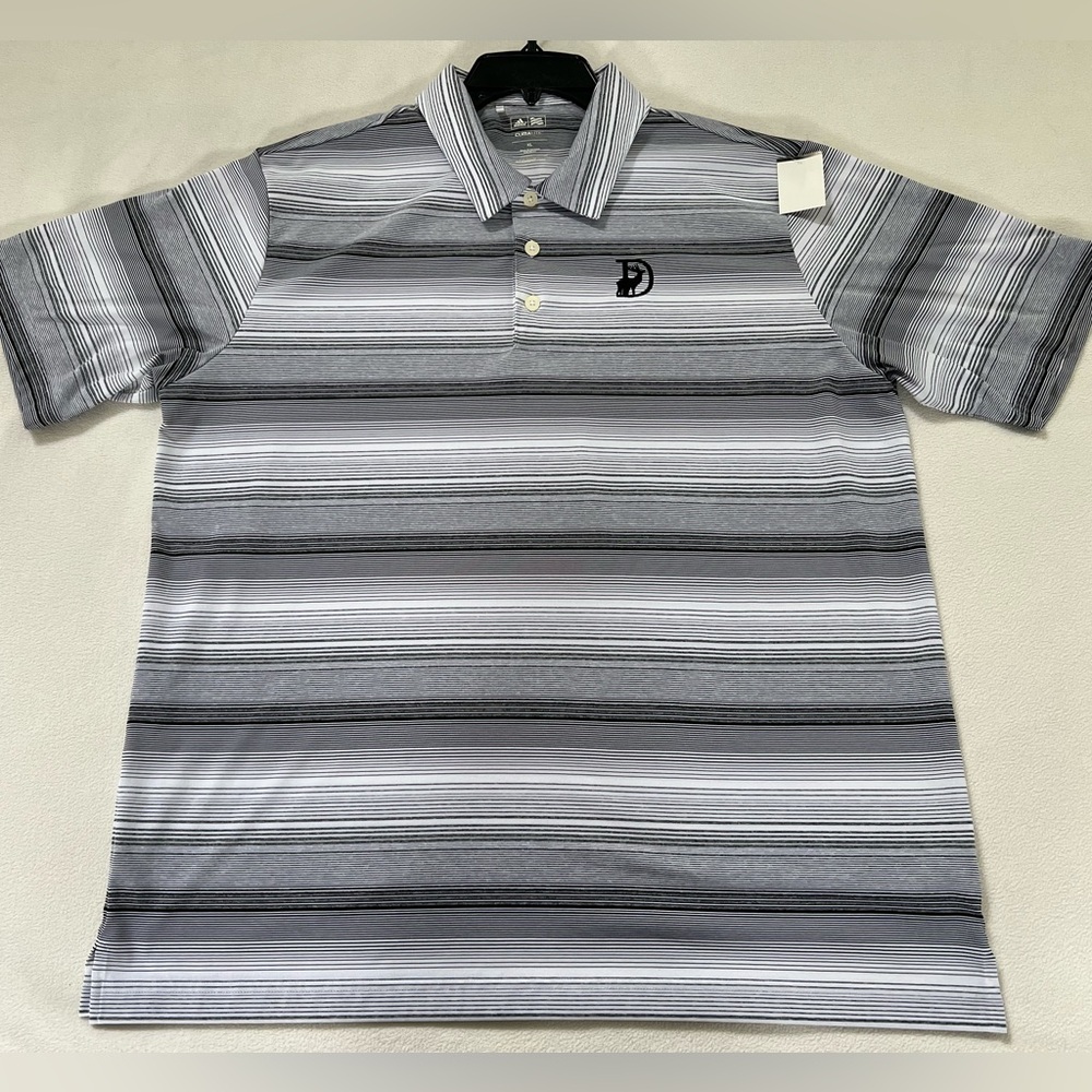 🔥ADIDAS MEN'S STRIPED GOLF POLO COLOR WHITE/GREY/BLACK SIZE EXTRA LARGE